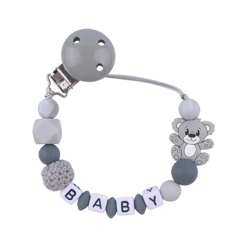 Attache tetine personnalisable - Attache sucette - Petit ours