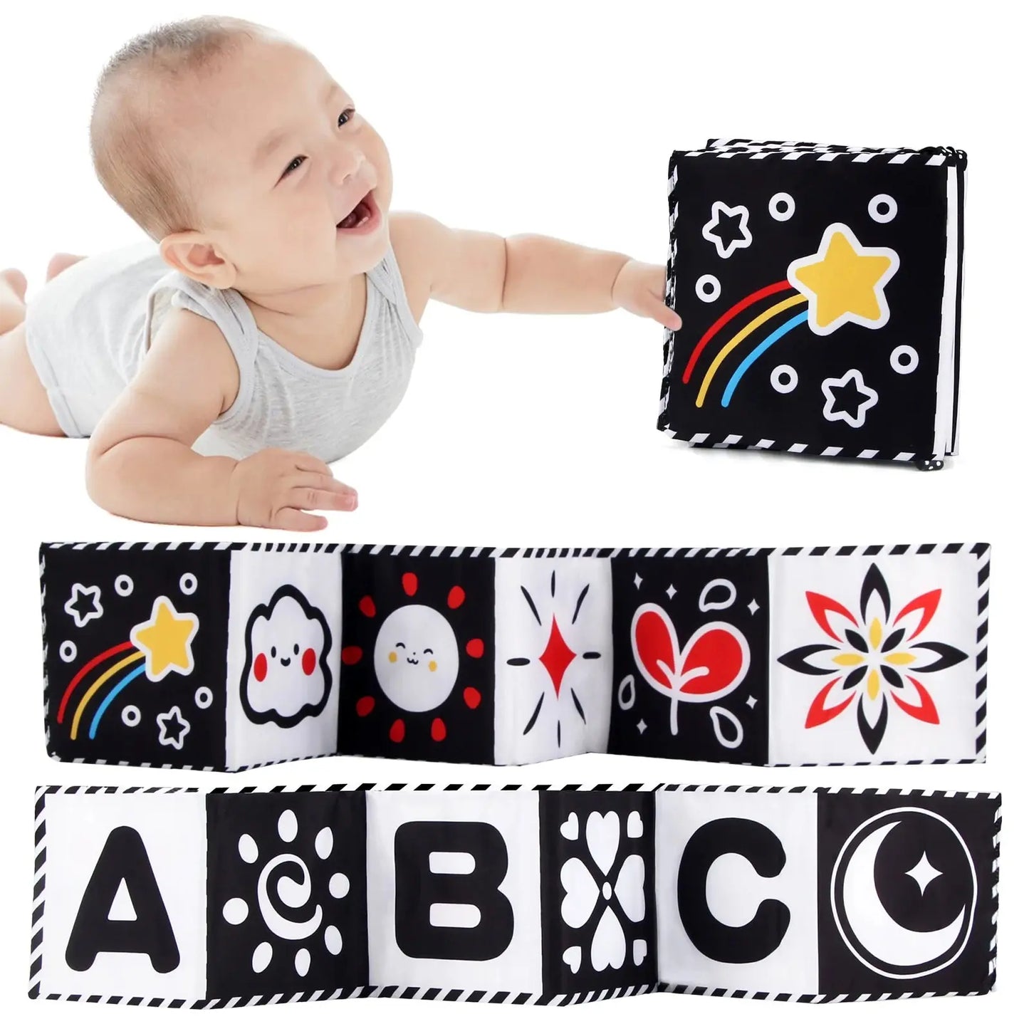 Jouet bebe - Jouet pour bébé - Livre tissu Montessori Mon Shopping Bébé