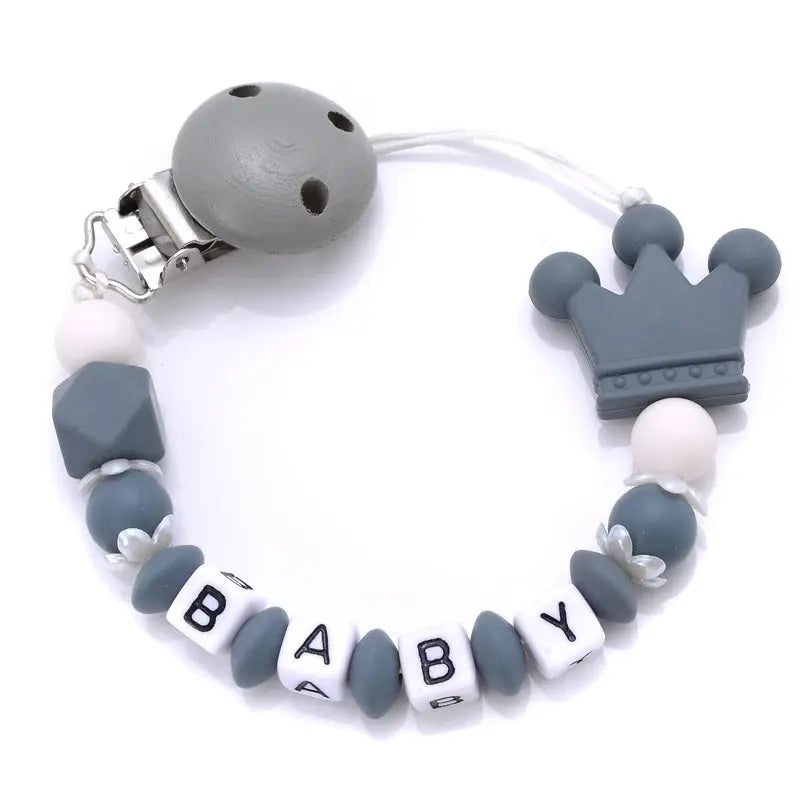 Attache tetine personnalisable - Attache tetine prenom - Couronne Mon Shopping Bébé