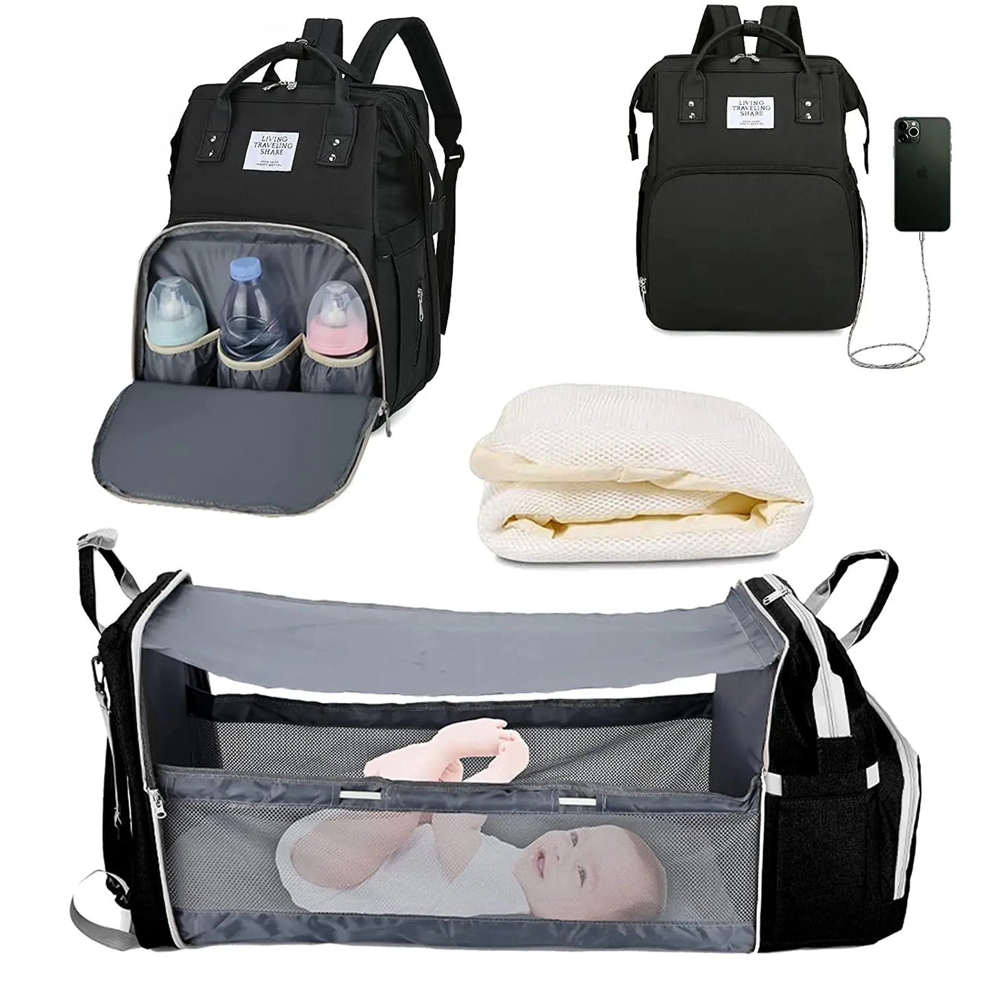 Sac à langer - Sac à langer bébé - Sac à dos à langer 2en1