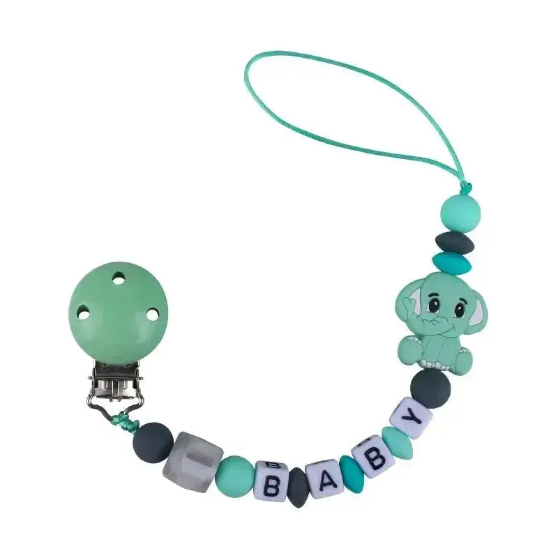 Attache tetine personnalisable - Attache tetine prenom - Eléphant - Mon Shopping Bébé