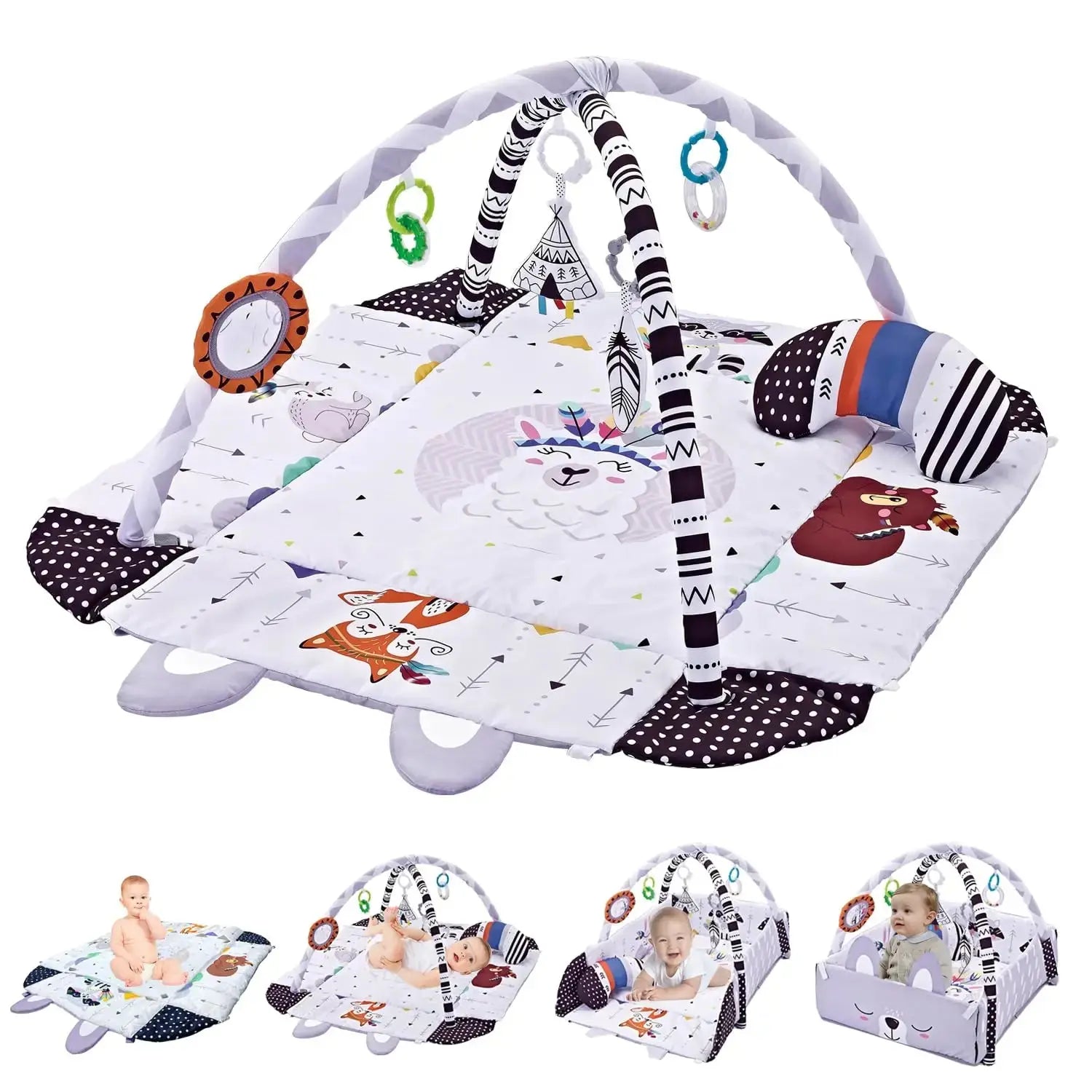 Tapis de jeu pliable 4 en 1 pour bébé de 0 à 12 mois, pour gymnastique, temps du ventre, Center d'activité adapté aux jouets éducatifs pour nouveau-nés Mon Shopping Bébé