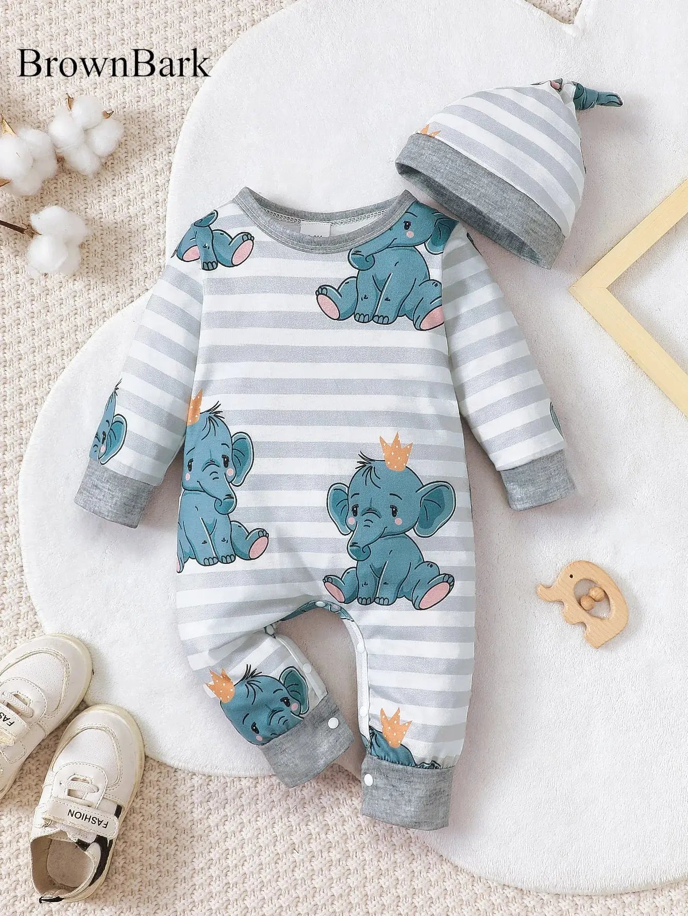 Barboteuse d'hiver pour nouveau-né garçon, imprimé ours, manches longues, boutonnée sur le devant, une pièce, vêtements doux à la mode pour bébé Mon Shopping Bébé