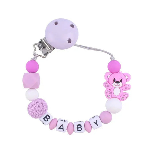 Attache tetine personnalisable - Attache sucette - Petit ours - Mon Shopping Bébé