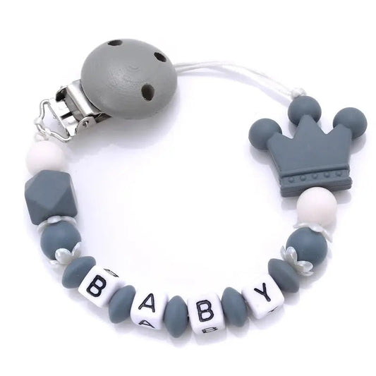 Attache tetine personnalisable - Attache tetine prenom - Couronne - Mon Shopping Bébé