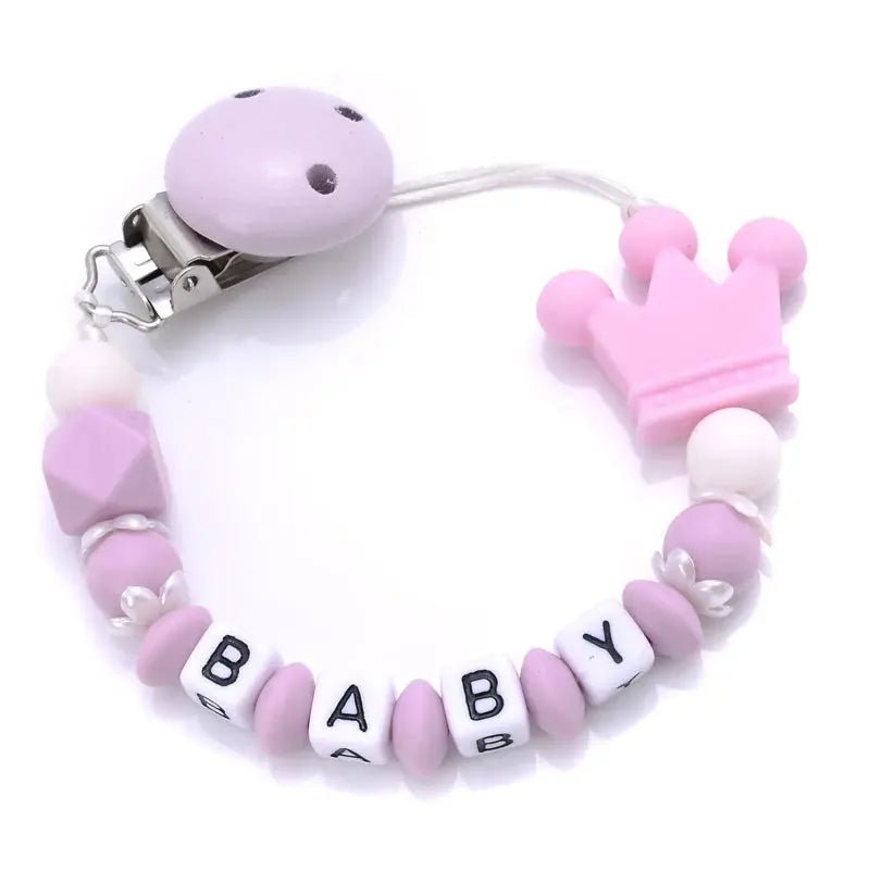 Attache tetine personnalisable - Attache tetine prenom - Couronne - Mon Shopping Bébé