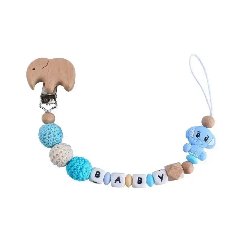 Attache tetine personnalisable - Attache tetine prenom - Eléphant - Mon Shopping Bébé