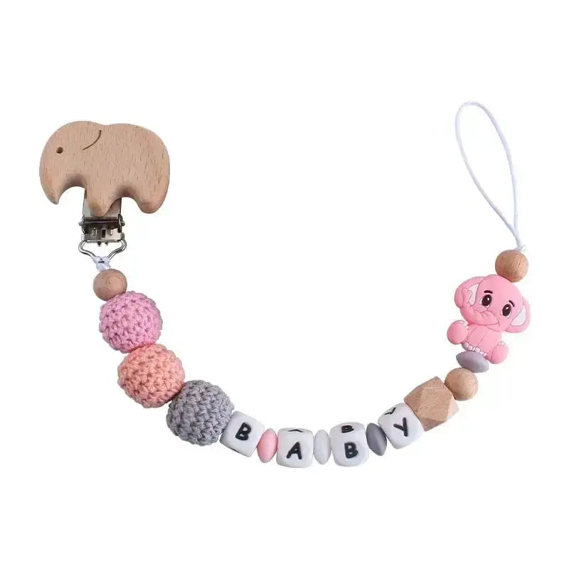 Attache tetine personnalisable - Attache tetine prenom - Eléphant - Mon Shopping Bébé