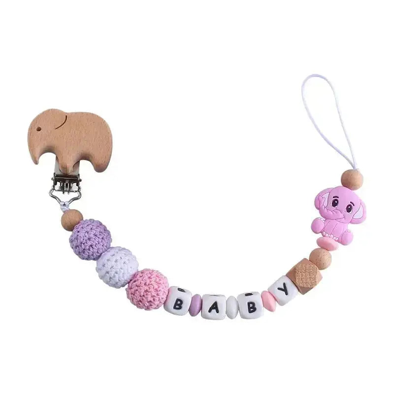 Attache tetine personnalisable - Attache tetine prenom - Eléphant - Mon Shopping Bébé