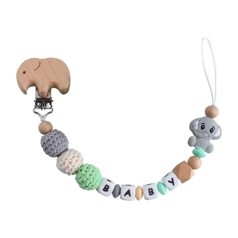Attache tetine personnalisable - Attache tetine prenom - Eléphant - Mon Shopping Bébé