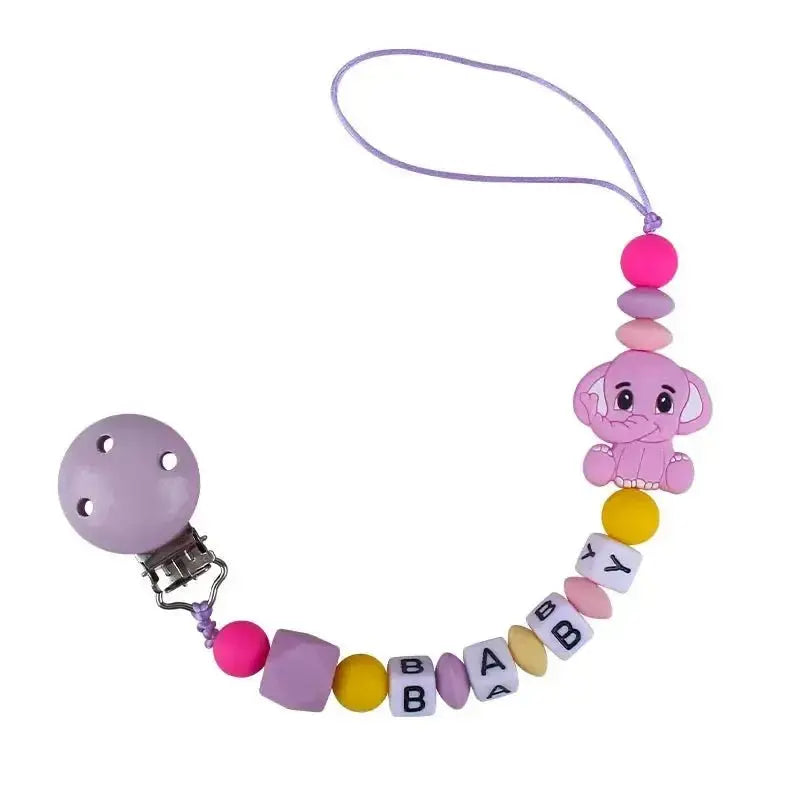 Attache tetine personnalisable - Attache tetine prenom - Eléphant - Mon Shopping Bébé