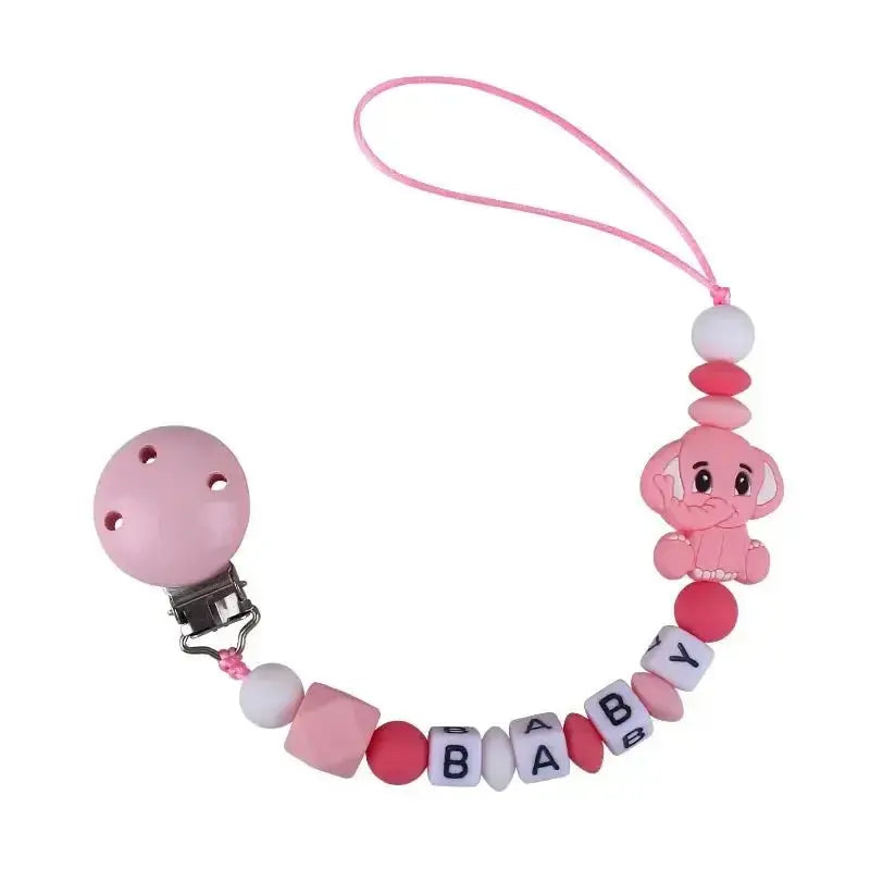 Attache tetine personnalisable - Attache tetine prenom - Eléphant - Mon Shopping Bébé