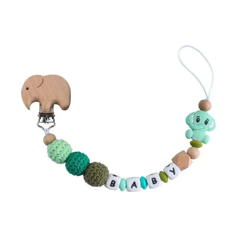 Attache tetine personnalisable - Attache tetine prenom - Eléphant - Mon Shopping Bébé