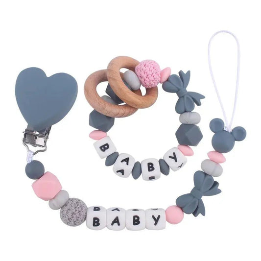 Attache tetine personnalisable - Bracelet - Cœur - Mon Shopping Bébé
