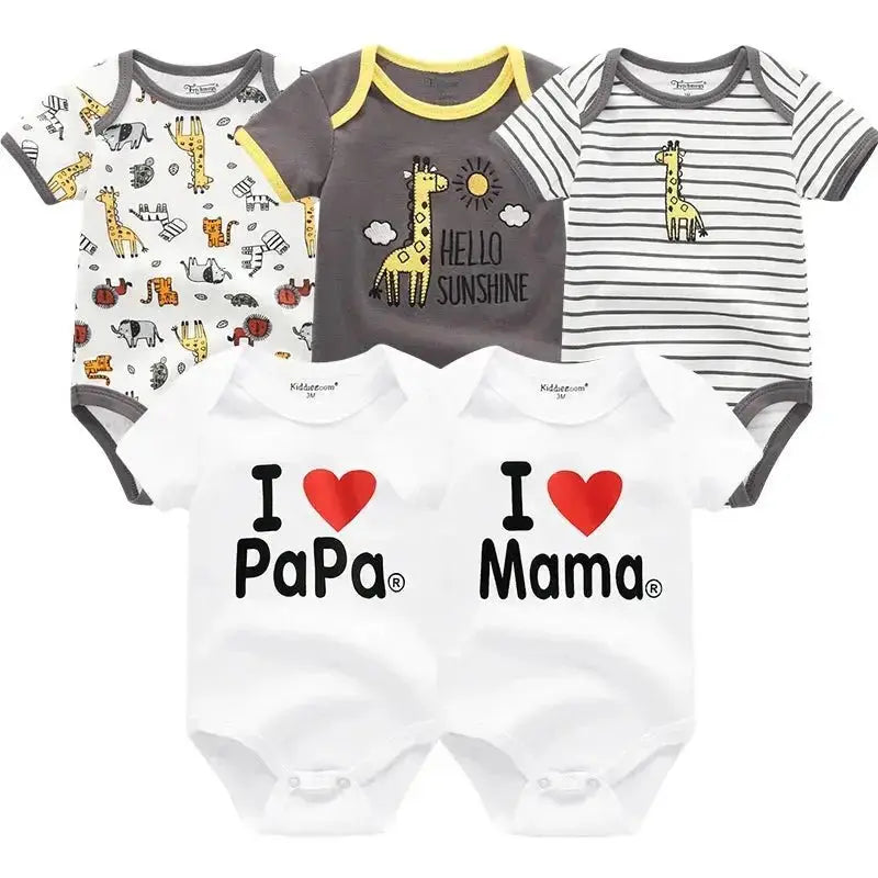 Body bébé coton bio - Kiddiezoom - 5 pièces/ensemble - Mon Shopping Bébé